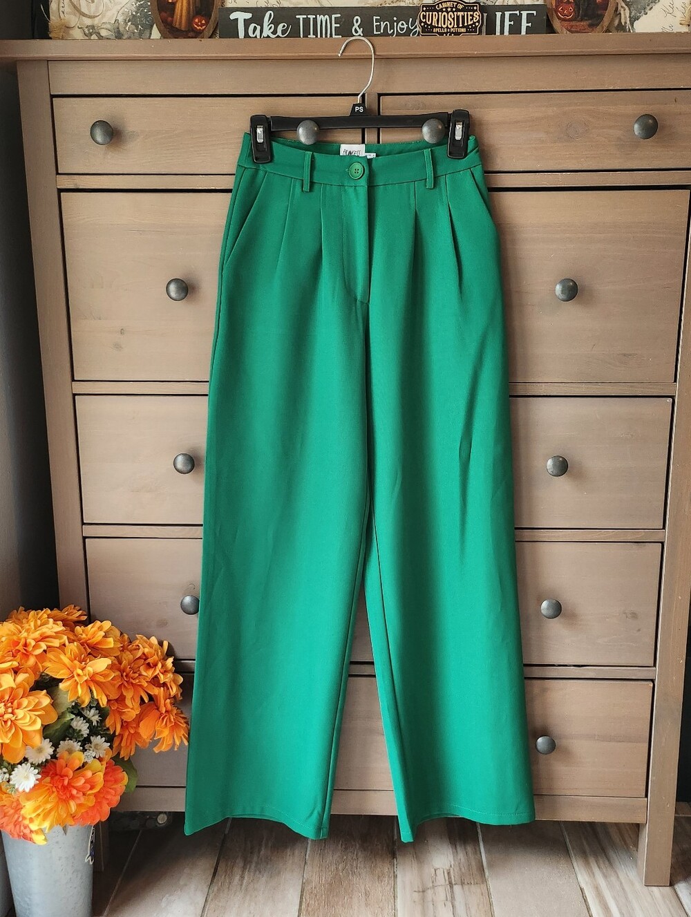 Princess Polly Emerald Green High-Waist Wide Leg Pants